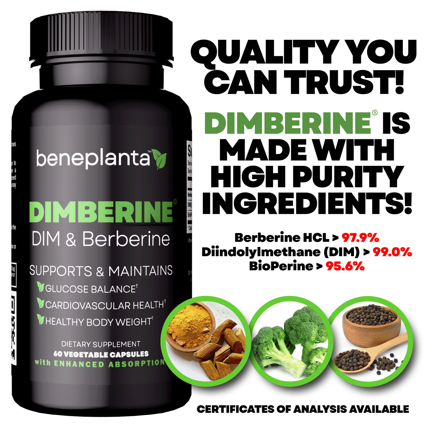 DIMBERINE - DIM & Berberine, High Purity Enhanced Absorption Formula - 60 Capsules