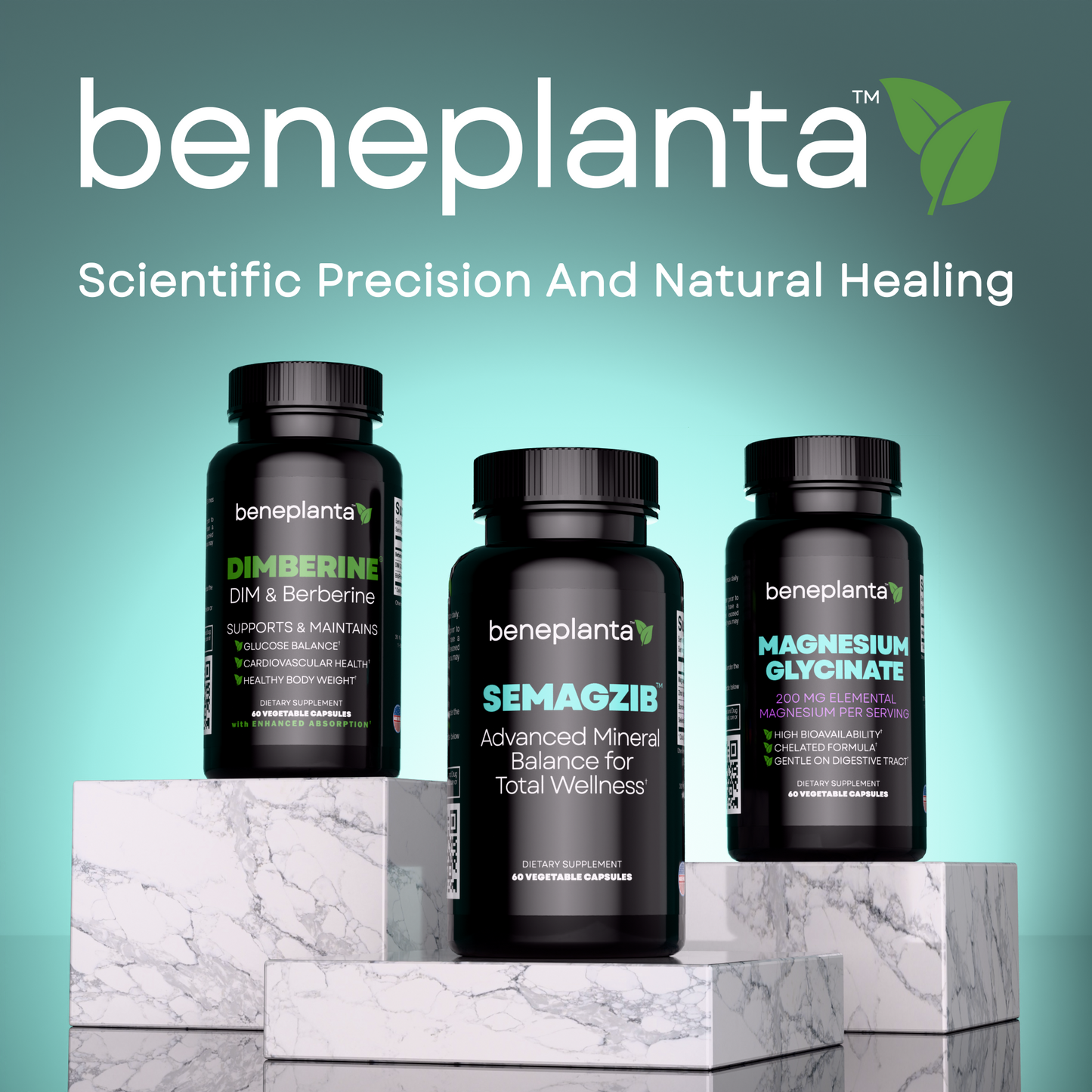 Essential Minerals Complex - Chelated Magnesium Zinc Selenium Boron - 60 Capsules - 30 Day Supply - Energy & Immune Support - Beneplanta SEMAGZIB