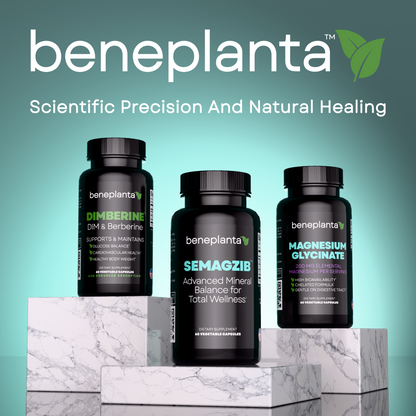 Essential Minerals Complex - Chelated Magnesium Zinc Selenium Boron - 60 Capsules - 30 Day Supply - Energy & Immune Support - Beneplanta SEMAGZIB