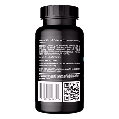 Magnesium Glycinate supplement back label with suggested use instructions, safety warnings, tamper-evident seal, and FDA disclaimer for dietary supplement